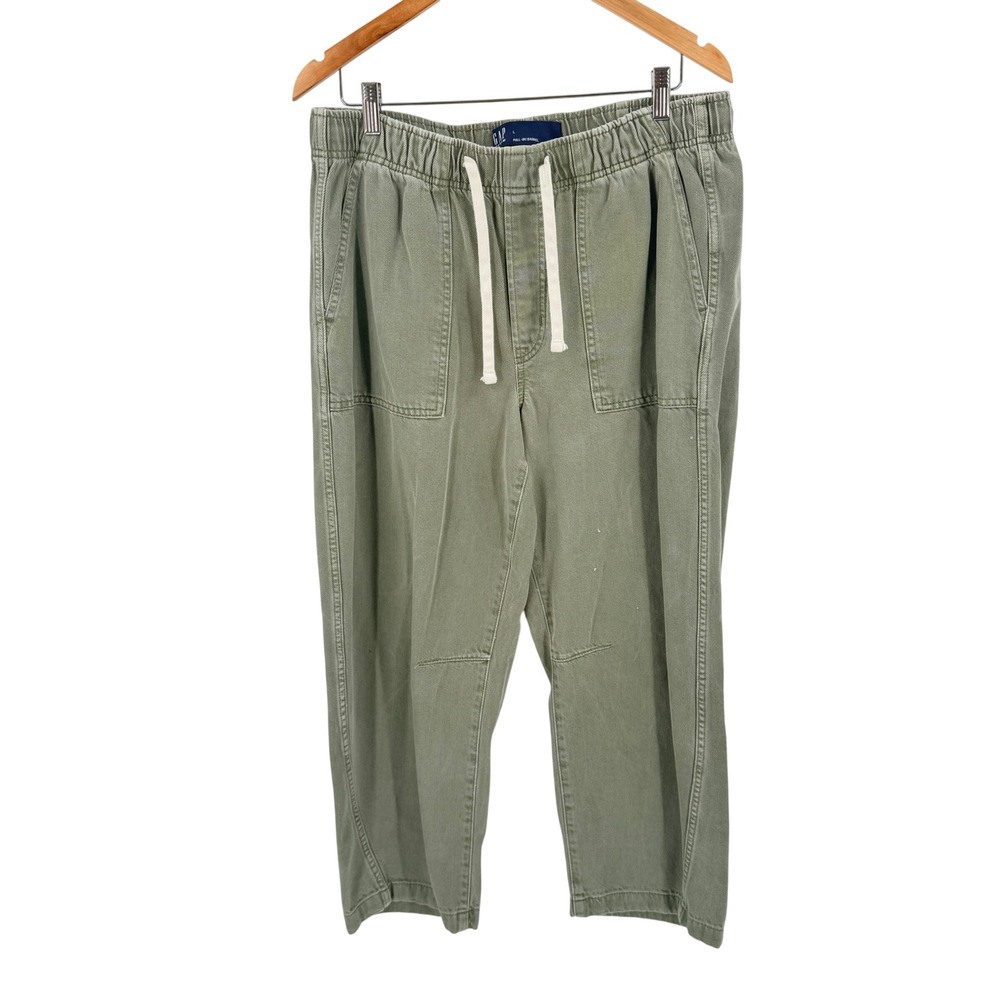 GAP Pull On Barrel Pants Mesculen Green Large Utility Gorpcore Relaxed Cotton L